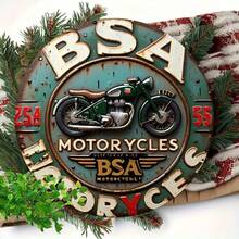 1pc 2D Flat, BSA Motorcycle Retro Aluminum Metal Sign, Retro Garage Bar Farm Outdoor Decoration, Motorcycle Enthusiast Gift, Motorcycle Decoration, Cafe Wall Art