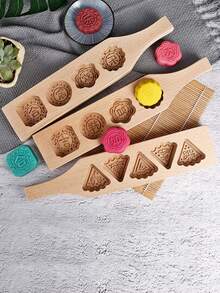 3D木质月饼模具，饼干烘焙模具，糕点模具 - 彩色 - 查看 1