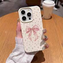 1pc TPU Material Soft Floral Pattern Bow Tie Design Phone Case Compatible With IPhone 17 Pro Max/17/16 Pro Max/15/13/12/11, S20 FE/A15/S24/A55, Redmi Note 11/Note 12/Note 13 Pro, Full Coverage Anti-Drop Soft Protective Phone Cover - White - View 4