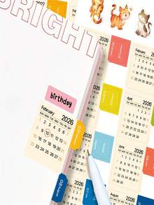 两张猫咪主题的2026-2027年月度计划贴纸，索引标签，18个月自粘便签，计划贴纸，日记分隔页，相册装饰贴纸，完美的节日礼物 - 彩色 - 查看 5