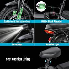 500W Folding Electric Bike For Adults And Teens, 48V 10.4AH Removable Battery, 18 MPH, Front Basket & Mobile Phone Mount, Commuter & Campus Ebike For Adults, 32 Miles Range - T1-18MPH Foldable Electric Bike - 查看 6