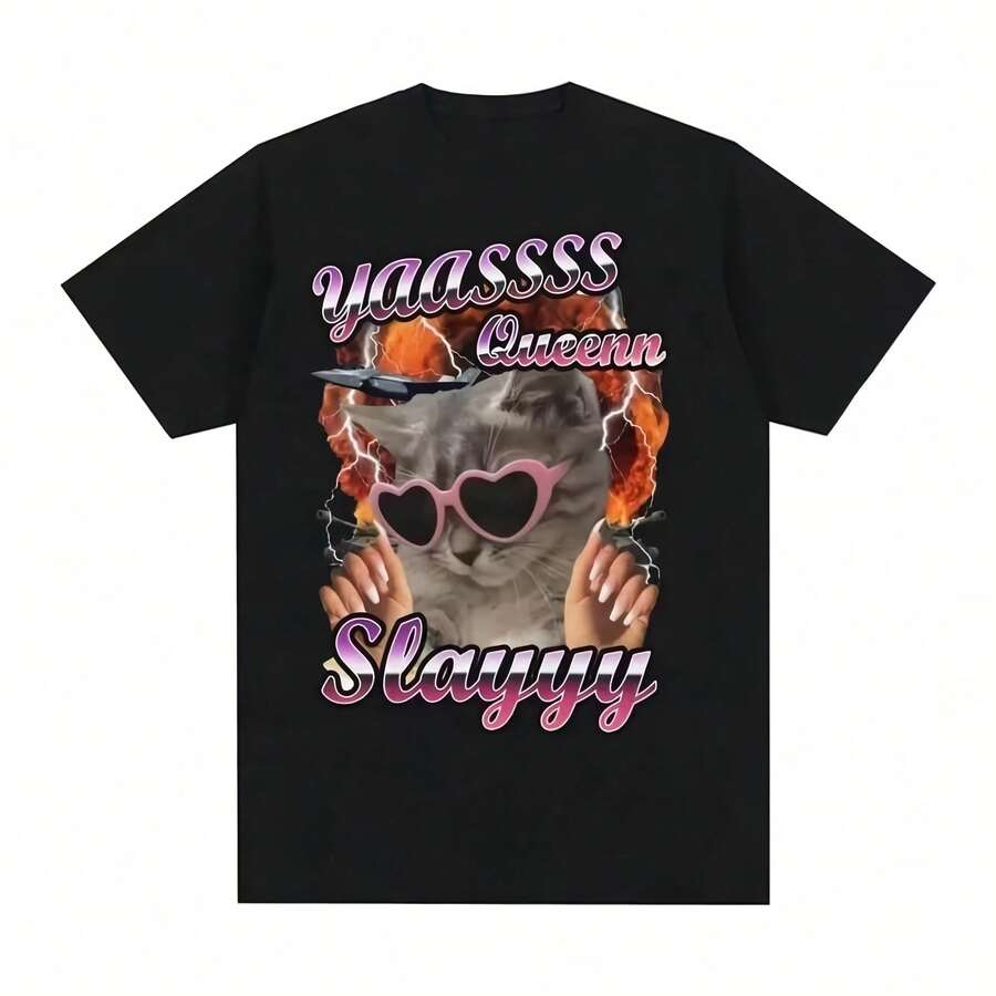 Men Clothing Men T Shirt Music Album Graphic T Shirt Fashion Trending Streetwear Retro Cool Tops Unisex Tees Unisex T-Shirts - 黑色 - 查看 1
