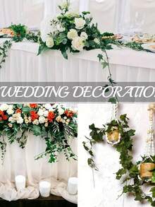 1pc/2pcs 200cm Artificial Ivy Vine Garland, Suitable For Furniture Decor, Autumn Decor, Thanksgiving, Stair, Door, Window Decor, All Season Decor, DIY - Dark Green - View 4