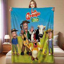 LaGranjadeZenón Thickened Flannel Blanket  Soft Warm AllSeason Farm Animal & Tractor Design Bedspread For Couch, Bed, Camping  Cozy Room Decor, Christmas Birthday Gift - 白色 - 查看 2