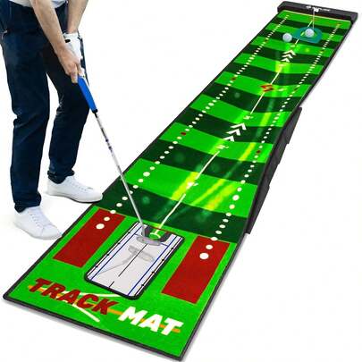 1pc Golf Putting Mat (19.69*78.74inch) - Adjustable Slope, Trajectory Tracking, Auto Ball Return & Ultra-Fine Fiber Material | Portable Practice Green For Home, Office, Indoor And Outdoor
