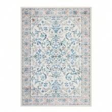 Washable Floral Area Rug For Nursery Soft Boho Living Room Carpet Small Flower Mat Non Slip Low Pile Indoor For Bedroom Dining Room - Màu be/Xanh lam - Xem 4