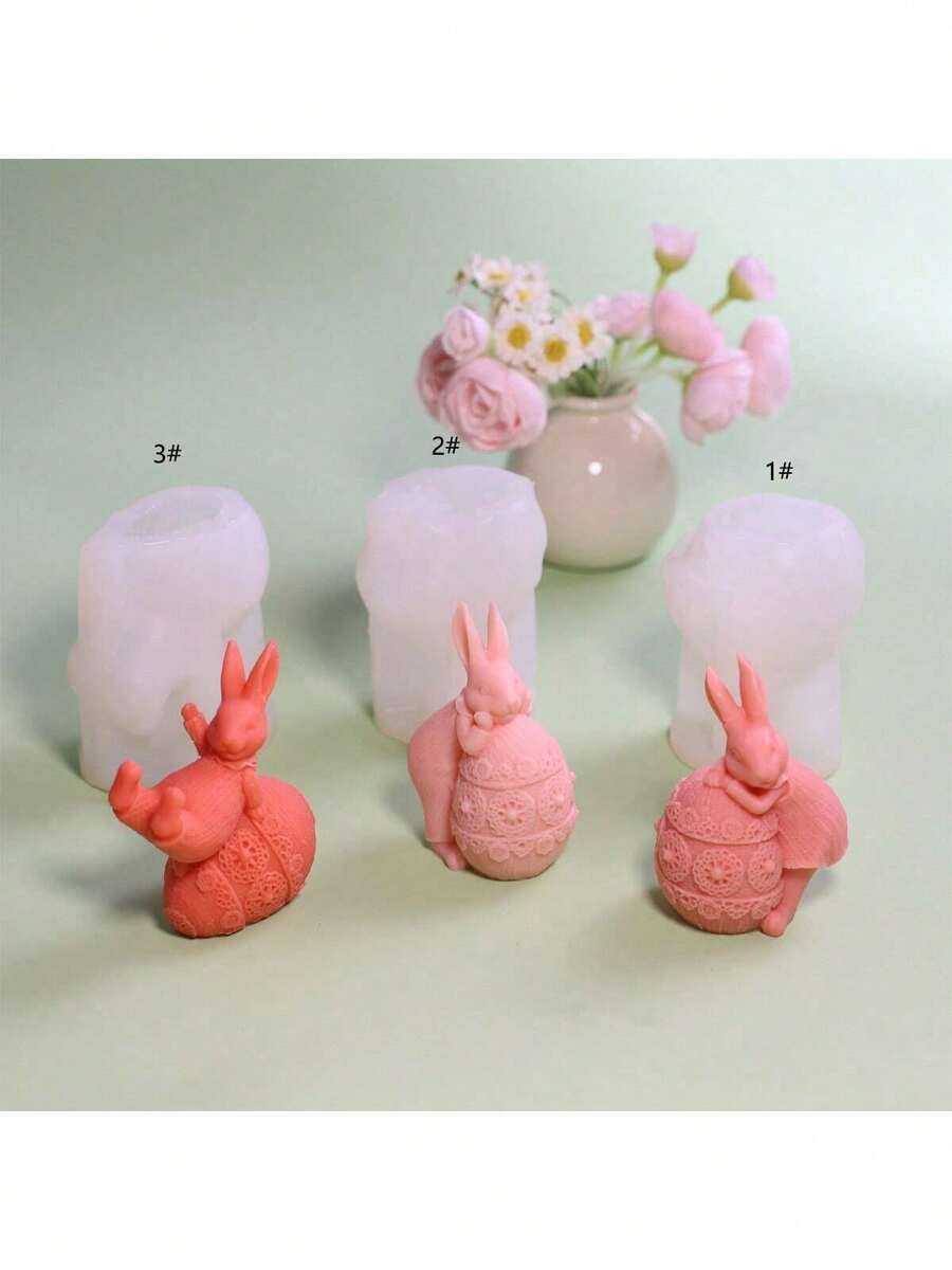 Khuôn silicon hình thỏ dễ thương dùng cho lễ Phục Sinh, thích hợp làm đồ thủ công như nhựa, thạch cao, nến và đồ trang trí. - trắng - Xem 1