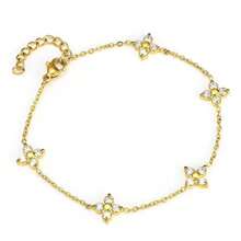 女士四叶草水钻手链，时尚优雅迷人，百搭性感，适合派对、海滩、日常休闲佩戴，亦可作为节日礼物（手工制作，误差1-3厘米） - 金色 - 查看 1