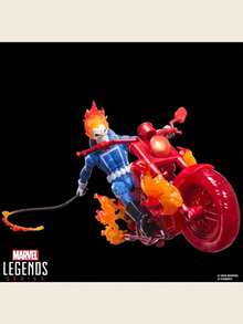 Hasbro 传奇系列可动人偶 - 恶灵骑士，强尼·布雷泽，带摩托车，6英寸比例可动人偶，孩之宝出品，超级英雄，粉丝惊喜礼物，粉丝和收藏家生日礼物，收藏玩具套装 - 彩色 - 查看 4
