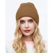 ROYBENS Womens Satin Lined Beanie For Men Wool Knit Cuffed Warm Winter Hats Fisherman Beanies Women Soft Skull Cap Unisex,6-75/8,1pcs--LightCoffee - 1 cái -- Cà phê nhạt - Xem 5