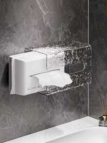 2个/1个浴室防水壁挂式纸巾盒，透明PET材质波浪纹纸巾架，适用于厨房、客厅、浴室 - 彩色 - 查看 7