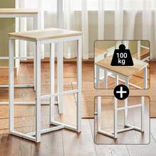 SoBuy OGT15 5-Piece Bar Table With Chairs Dining Table High Table Bistro Table With 4 Bar Stools Seating Group - White - View 6