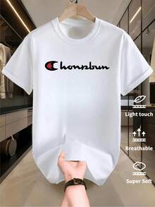 Camiseta de con cuello redondo y manga corta. Estilo casual con estampado moderno y cómodo. Modelo pareja, paras y mujeres. Camiseta de media manga con estampado guanjun - Blanco 4 - Ver 1