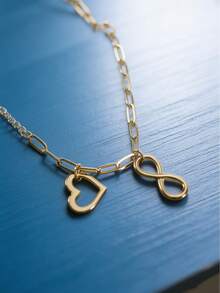 MECYLIFE 1pc Valentine's Day Gift Stainless Steel Paper Clip Chain Bracelet Eternal Heart Charm Bracelet For Women Daily Jewelry