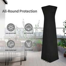 210D Oxford Cloth,Outdoor Patio Heater Covers With Zipper And Storage Bag,Patio Heater Covers Outdoor Furniture Of Dustof -Reant Sunlig-Reant Snow-Reant,Suitable For Large Circular Vertical Patio Heater Covers, Zippered,Black - Multicolor - View 1