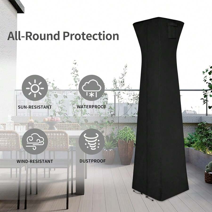 210D Oxford Cloth,Outdoor Patio Heater Covers With Zipper And Storage Bag,Patio Heater Covers Outdoor Furniture Of Dustof -Reant Sunlig-Reant Snow-Reant,Suitable For Large Circular Vertical Patio Heater Covers, Zippered,Black - Multicolor - View 1