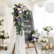 Wedding Arch Flowers (Pack Of 2), Artificial Burgundy And Pink Blue Wedding Flowers For Wedding Welcome Signs Decorations And Arch Flower For Wedding Ceremony Reception, Valentines Day, Mothers Day, Spring Decoration - Màu Lilac Tím - Xem 3