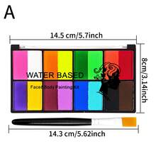 opeth 8-Compartment Water-Soluble Body Paint Set, Includes 1 Brush, Option A: 16 Colors, Option B: 23 Colors, Vibrant Colors, Easy To Apply And Clean, Non-Irritating, Ideal For Festivals, Parties, Halloween Body Art - Multicolor - View 10