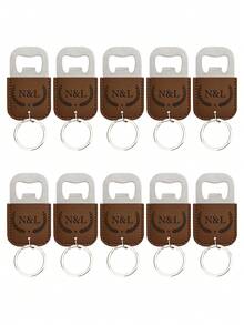 Customized Leather Keychain, Leather Bottle Opener Keyring 2-In-1, Engraved Name Car Key Chain Bag Charm, Wedding Party Favors, Birthday Gift - Coffee Brown - View 46