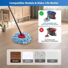 10-Pack Compatible With O-Cedar Mop Heads Replacemen: 2 Mop Scrub Brush Head + 8 Microfiber Spin Mop Refills For EasyWring 1-Tank System - Enhanced Cleaning Performance : Health &Amp; Household - Màu 3 - Xem 7