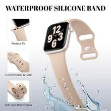 Soft Silicone Sport Band Compatible For Watch Bands Women Men, Waterproof  Strap Fits 38mm 40mm 41mm 42mm 44mm 45mm 46mm 49mm Watch Ultra 3/2/1 And Series 11/10/9/8/7/6/5/4/3/SE,42mm(Series321)/44mm/45mm/46mm/49mm,Milktea - 奶茶 - 查看 3