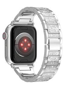 1pc Women's Fashion Rose Gold Metal Band, Compatible With IWatch 38mm 40mm 41mm 42mm 44mm 45mm 46mm 49mm, Luxury Double Chain Strap, Creative Stainless Steel Band, Compatible With Apple Watch Series Ultra 3/2/1 11 10 9 8 7 SE3 6 5 4 3 2 1, Stylish Smart Watch Band, Compatible With Apple Watch Bands - Pink - View 14