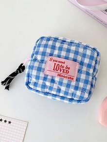 1 Pc Women Quilted Makeup Bag Cute Plaid Cosmetic Bag Aesthetic Travel Toiletry Bags Pouch Kawaii Aesthetic Make Up Bag Travel Plaid Make Up Organizer Bag With Zipper Pouch Chere Checkered Cosmetic Pouch Make Up Travel Purse Organizer Large Capacity Pencil Case Makeup Brushes Storage Bag