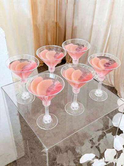 5pcs 5oz Elegant Plastic Martini Glasses, Perfect For Cocktails, Champagne And Desserts, Reusable Party Cups Suitable For Weddings, Valentine's Day And Other Occasions (Champagne Glasses, Wine Glasses, Plastic Cups, Cocktail Glasses, Birthday Cups)