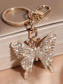 1枚镶满水钻的蝴蝶胸针，优雅可爱，休闲百搭，锌合金材质，适合所有季节和日常佩戴。 - 金色 - 查看 1