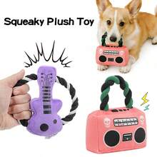 Plush Talking Dog Doll With Radio-Shaped Design, Cute Plush Doll Dog Chew Doll For Teeth Cleaning, Plush Talking Pet Doll Plush Guitar Doll With Built-In Sound Device, Press To Make Sound To Attract Dogs, Durable Rope For Easy Grip, Interactive Doll For Humans And Dogs Suitable For Medium And Small Dogs, Entertainment Doll To Relieve Boredom And Aid Chewing, Essential Pet Party Doll, Dog Doll, Dog Supplies, Dog's Favorite Doll, Dog Birthday Gift Self-Entertainment Doll For Puppies - Multicolor - View 1