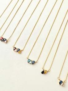 Heart-Shaped Birthstone Necklace, Minimalist And Elegant, Made Of Gold Stainless Steel, Suitable For Women, Ideal Gift For Anniversary, Birthday, Christmas, And Perfect Choice For Mother - Water Droplets - View 7