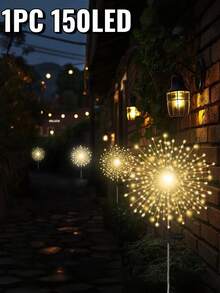 户外太阳能烟花灯，8种灯光模式，IP65防水，8种星爆灯光模式，户外节日景观草坪灯，适用于小径、花园、庭院、凉亭、草坪、门廊、露台、婚礼、派对、节日、聚会、情人节装饰 - 60/150/240/320/360颗LED灯珠（暖白光、彩色、白色） - 煙火 - 查看 22