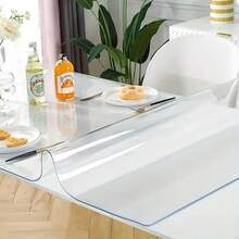 1pc Transparent PVC Desk Mat, Desk Protector, Office Desk Pad, Mouse Pad, Laptop Desk Mat, Manicure Desk Mat, Coffee Table Mat, Vanity Table Mat, Super Large Tablecloth, Waterproof, Oil-Proof, Scratch-Resistant, Reusable Dining Table Mat, Suitable For Various Desk Surfaces, Thick 1.0mm - Transparent - View 3