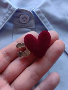 1pc/2pcs Elegant Suede Heart Geometric Pattern Button Set, Suitable For Tuxedo And Wedding Dress Decoration - Burgundy - View 9