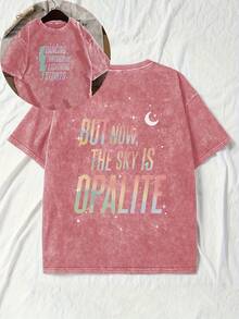 2026 Lightning Dance Pattern Printed Round Neck Short Sleeve Vintage Casual Daily Washed T-Shirt Loose Fitandcomfortable,Casualandeasy-Goin,Whitetops,Valentinesdayoutfit,Mardigras,Summertops,Clearancesaleforwomen,Valentineoutfitsforwomen,Womentops, Fairycore, , Outfitselegantdemujer,Graphicteeswomen,Graphictee,Shirts - Red - View 1