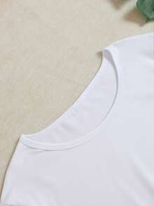 T-shirt grafica a tema natalizio da donna, con stampa "Il Gnomo più Alto", collo a giro, maniche corte, casual, adatta per feste natalizie - Bianco - Visualizzare 3