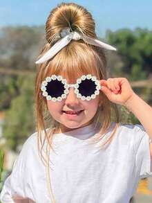 3/6 piezas Gafas de sol infantiles lindas con diseño de oso de dos colores, orejas de oso de peluche, forma de corazón, orejas de gato para niños - Multicolor - Ver 4