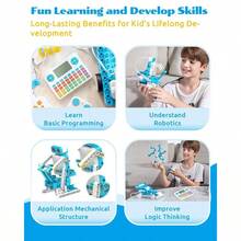 D3 Pro 12 en 1 STEM Wecode Pad Coding Robot Kit para nios, juego de construccin educativa de 388 piezas con narracin interactiva, regalo de juguete ideal para nios y nias de 6 a 8 aos - Codificación de WhaelsBotD3Pro - Ver 6