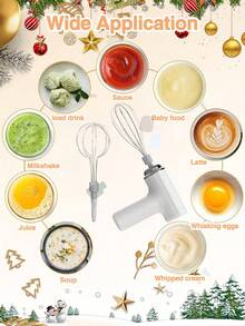 GENAI Luqeeg 电动手持搅拌机，无线电动厨房手持搅拌器，三速食物搅拌机，适用于制作卡布奇诺、抹茶、面团、蛋液和奶油 - 彩色 - 查看 5