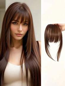 1片彩色合成假发夹式刘海，自然隐形无缝空气刘海和鬓角接发，适合学生和日常佩戴，颜色随机（颜色可能与图片略有不同），发饰，情人节发饰礼物 - 彩色 - 查看 11