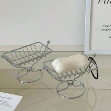 1pc Minimalist Iron Soap Dish, Bathroom Soap Holder Without Drilling, Draining Soap Rack, Square Draining Soap Holder, Multi-Purpose Soap Rack - Multicolor - View 1