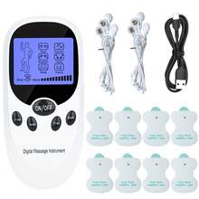 TENS + EMS Dual Channel Muscle Relief Therapy Pulse Massager With 8 Electrodes For Shoulder Pain, Shoulder And Back Pain, Knee Muscle Pain, Injury Recovery, With Portable Design, It Is The Best Gift For Friends And Relatives! - White - View 8