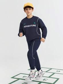 Balabala 儿童休闲两件套，男女童款，2026年春季款 - 深藍 - 查看 4