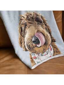 Custom Pet Portrait Blanket By Using Pet Photo,Personalized Blanket With Your Dog Or Cat's Portrait, Custom Dog Blanket With Name