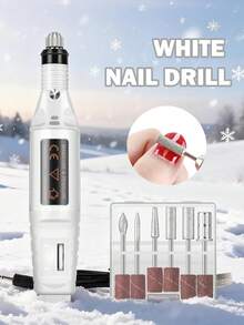 coscelia 电动指甲打磨机，迷你USB指甲打磨机，配有6个钻头和250个砂圈，粉色/黑色/白色指甲锉/卸甲抛光器，适用于亚克力指甲的凝胶指甲打磨机，指甲锉/打磨抛光器，去除老茧，适合家庭或美甲沙龙使用（砂圈随机发货）