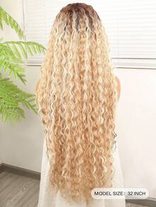 Peruca elegante de fibra sintética com ondas profundas e frente em renda, 13*4,5*1, super longa, 32 polegadas (81 cm), alta qualidade, aparência natural, macia, para mulheres, meninas, iniciantes, uso diário, reuniões familiares, festivais, festas, perucas para fantasias, Dia dos Namorados. - Multicolorido - Ver 4