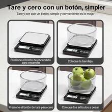 Mini balanza de cocina electrónica de acero inoxidable, resistente al agua y al aceite, de alta precisión, adecuada para hornear y cocinar, pesaje de alimentos domésticos y comerciales, batería de larga duración - Blanco - Ver 2