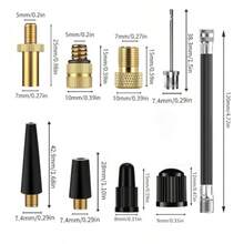 Bike Valve Adapter For Presta Schrader Valves With Extension Air Tube And Needle Inflation Set For All Bike Ball Pumps And Inflatable Equipment - 黑色的 - 查看 2