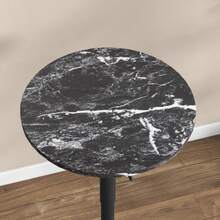 HOMCOM Bar Table, High Table, Round Dining Table For 2 People, Marble-Look Kitchen Table For Living Room, Dining Room, Small Spaces, Black, Ø60 X 68-93.5 Cm - Black - View 7