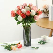 1pc/5pcs/10pcs 19.6 Inch Pink Artificial Roses, Premium Artificial Roses, Suitable For Home Decor, Room Decor, Dining Table Decor, Wedding Decor, Bridal Bouquet, Corsage, Flower Arrangement. Suitable For Home, Restaurant, Bedroom, Vase Decoration. - Màu hồng đậm - Xem 6